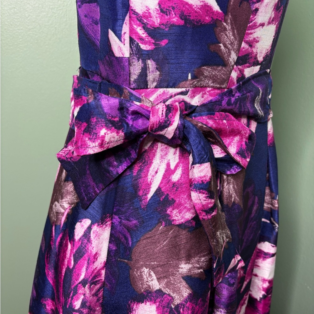 Nine West NWT Floral Mini Dress - Purple and Pink zipper 4 - Picture 8 of 10
